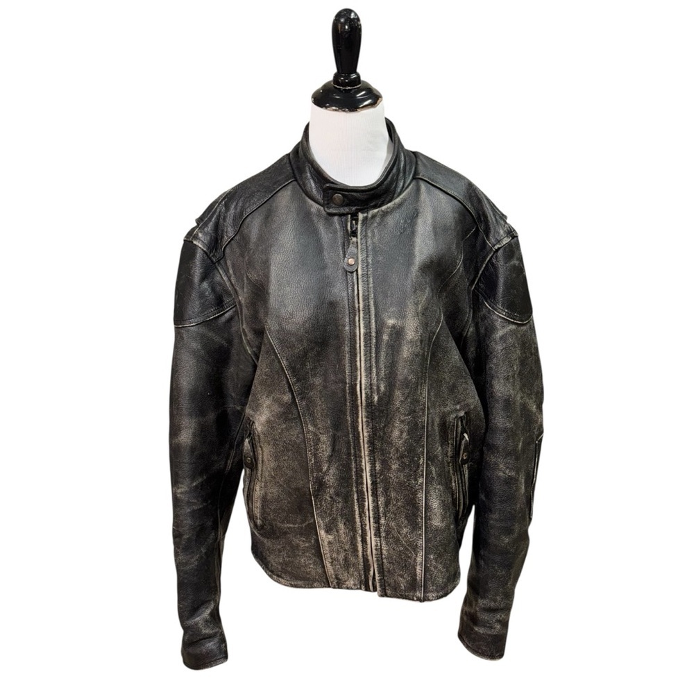 River Road Vintage Men's Size 44 Leather Motorcycle Jacket Heavy Wear Biker